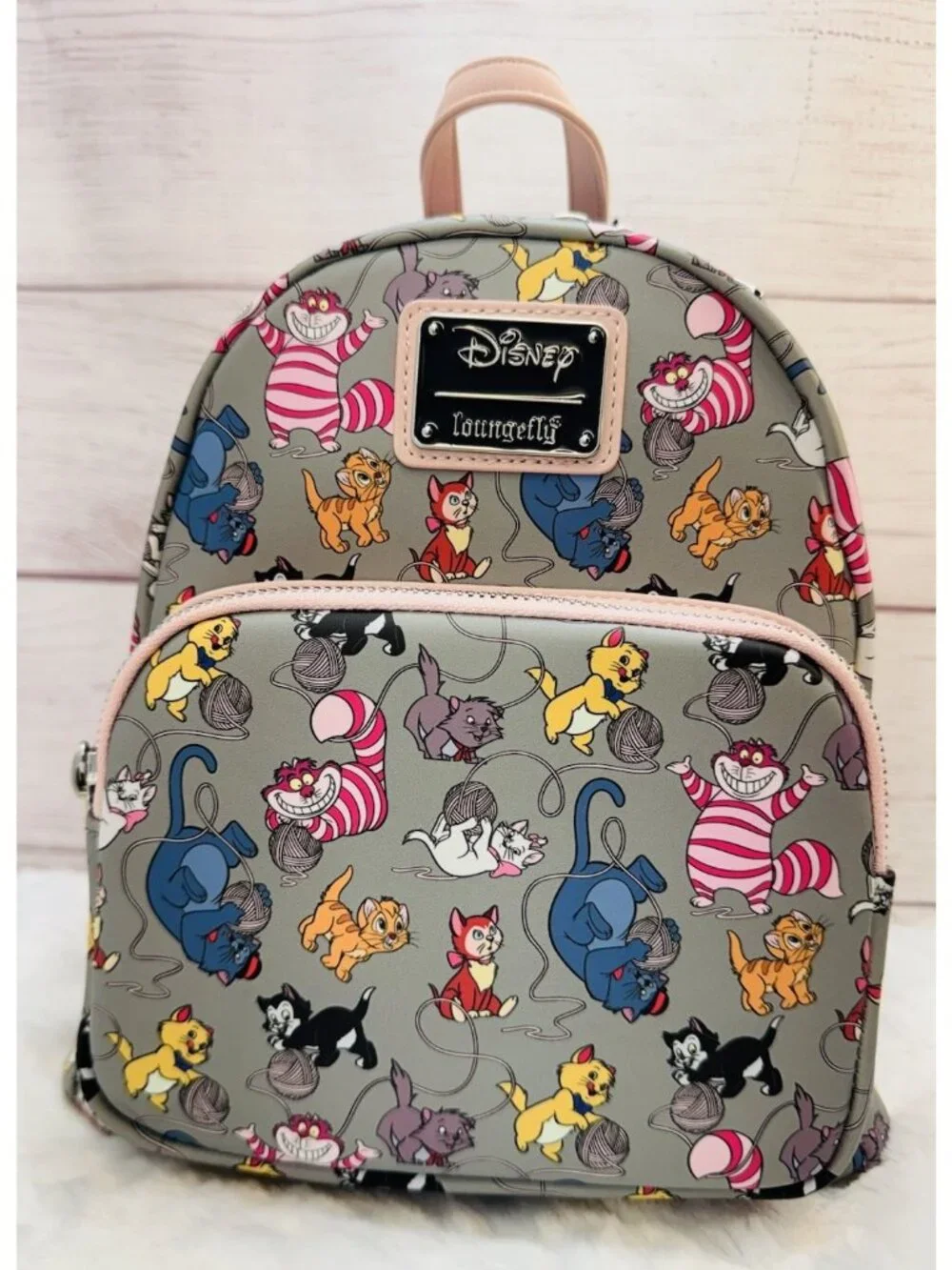 Loungefly Disney Cats Yarn Marie Allover Gray Mini Backpack NWT